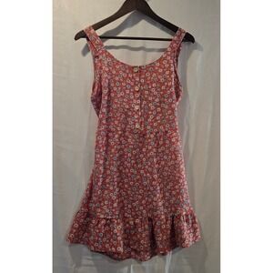 MONTEAU Red Floral Print Button Front Tie Back Mini Dress Size M